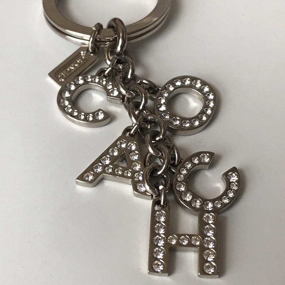 Coach Silver Crystal 'COACH' Letter Keychain - Picture 6 of 10